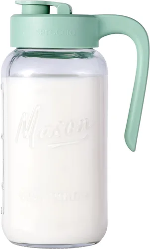 Miniatura 17 de Jarra Mason con Tapa - Jarra de Vidrio Hermética y a Prueba de Fugas con Tapa, Perfecta para Leche Materna, Infusión en Frío y Té de Sol, 2 Quart