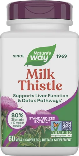 Nature's Way Cardo Mariano, apoya la función hepática y las vías de desintoxicación del hígado*, 175 mg de extracto de semilla de cardo mariano 5460
