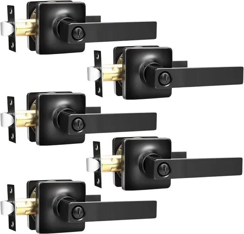 Miniatura 9 de GOBEKOR Paquete de 1 manija de paso, manijas de puerta negras para cerradura de puerta de armario, manija de puerta interior sin llave con cerradura