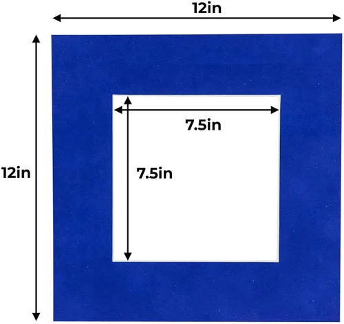 Miniatura 2 de Tapete de 12 x 12 pulgadas para fotos de 8 x 8 pulgadas, tablero de cuadros de gamuza azul real precortado para marcos de 12 x 12 pulgadas, corte