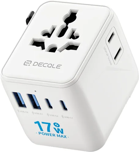 Miniatura 18 de Adaptador de viaje universal, adaptador de enchufe de viaje internacional con 2 puertos USB-C y 2 puertos USB-A, con toma de corriente AC adicional