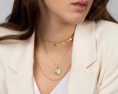 Miniatura 4 de Fremttly - Collar tipo gargantilla hecho a mano, chapado en oro de 14 quilates o en plata, sencillo, refinado, con dije de placa de estrella