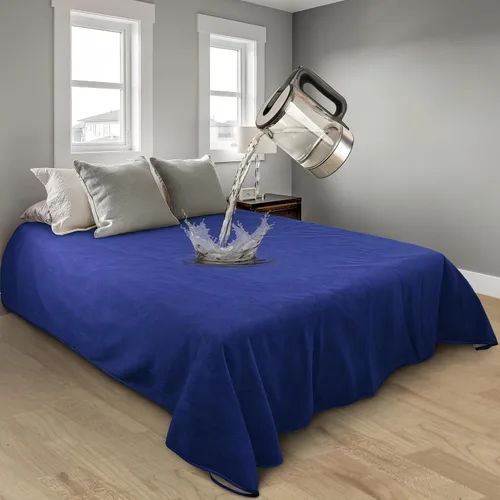 Miniatura 2 de Catalonia Manta impermeable para cama, funda reversible de forro polar, protector de muebles lavable a prueba de líquidos Azul marino+gris pardo