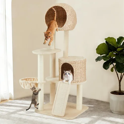 Miniatura 8 de Árbol de ratán para gatos, tejido a mano, moderno, ecológico, con poste rascador para interiores, grande, 60.2 pulgadas de alto, condominio de lujo