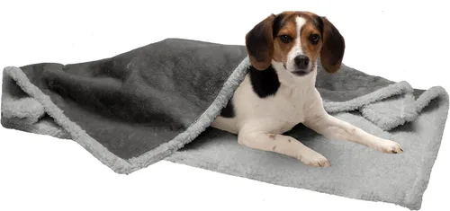 Miniatura 12 de Furhaven Manta impermeable y autocalentable para perros y gatos de interior, lavable y refleja el calor corporal, manta de rizo y sherpa con bordes