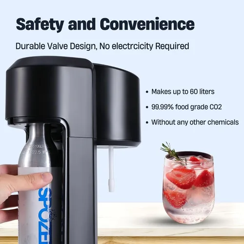 Miniatura 4 de Spozer Cilindro de recambio de CO2, cartucho de máquina carbonatador de gas de 60 L, compatible con la mayoría de los fabricantes de agua con gas