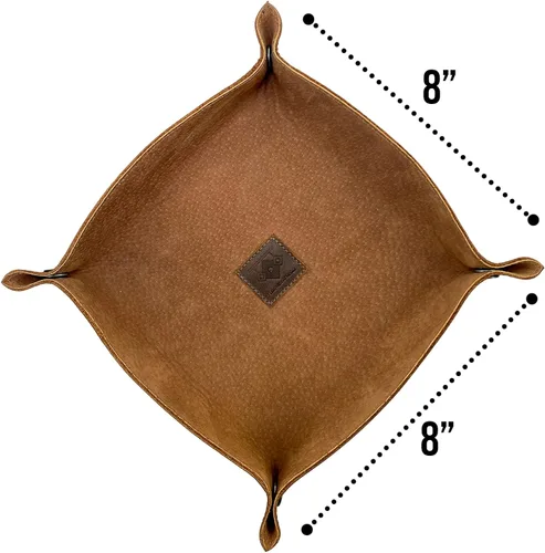 Miniatura 6 de Leather At Home, Catchall grande hecho a mano de cuero de grano completo, marrón bourbon