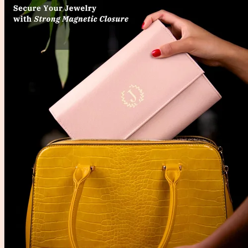 Miniatura 5 de COSMIYA Joyero de viaje personalizado con inicial, regalos personalizados con monograma para mujeres, regalos de dama de honor, organizador de joyas