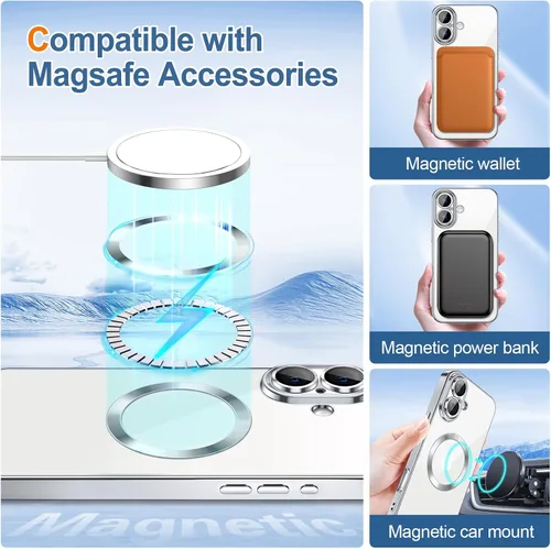 Miniatura 156 de Hython Funda para iPhone 14 Pro Max con purpurina, fundas magnéticas transparentes para teléfono con protector de lente de cámara