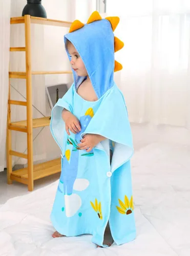 Miniatura 3 de Toalla de playa con capucha para niños, toalla de baño para niños, toalla de baño de algodón con patrón de animales, toalla de ducha para niños