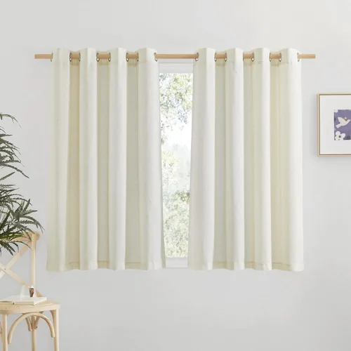 Miniatura 82 de NICETOWN Cortinas de lino natural con textura de lino para dormitorio, mezcla de lino rústica con ojales en la parte superior, semitransparentes