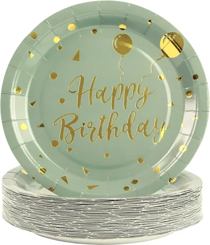 Miniatura 12 de Paquete de 50 platos de papel negros y dorados, 7 pulgadas, metálicos con lunares de papel de aluminio, desechables, platos de postre para fiestas
