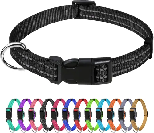 Miniatura 27 de TagME Collares de nailon reflectantes para perros, collar ajustable clásico para mascotas con hebilla de liberación rápida para perros pequeños