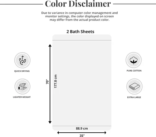Miniatura 6 de Tens Towels - Paquete de 2 sábanas de baño extra grandes de 35 x 70 pulgadas, 100% algodón, más grandes y más ligeras, secan más rápido, súper Negro