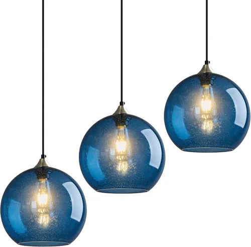 Miniatura 46 de Luces colgantes de vidrio marrón claro, iluminación de isla de cocina, lámparas colgantes de globo, iluminación colgante moderna para dormitorio