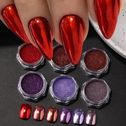 Miniatura 9 de Polvo de uñas de cromo gris y negro, polvo metálico para uñas, efecto espejo holográfico, polvo de cromo, polvo de otoño e invierno, pigmento