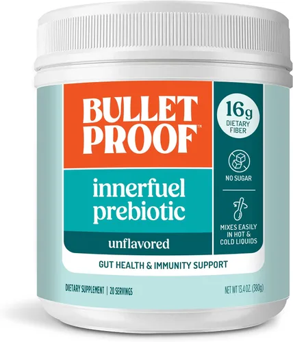 Bulletproof Innerfuel - Polvo de fibra prebiótica, sin sabor, 0.66 onzas de fibra, de origen vegetal, sin OMG y probado por terceros, apoya la salud