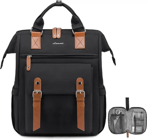 Miniatura 19 de LOVEVOOK - Mochila para laptop de mujer, bolsa de trabajo, viaje, computadora, mochila para maestra o enfermera, bolsa para libros, beige verde