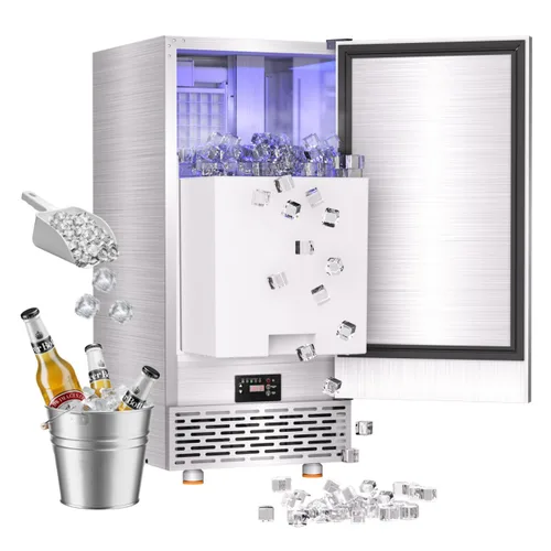 Miniatura 11 de Máquina comercial para hacer hielo con pulverización, máquina de hielo gourmet comercial, 60 libras/24 horas, contenedor de almacenamiento de 25