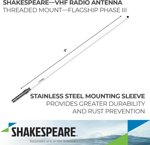 Miniatura 2 de Shakespeare 6400-R Fase III Antena VHF - 4' VHF Marine Band 3dB Ganancia
