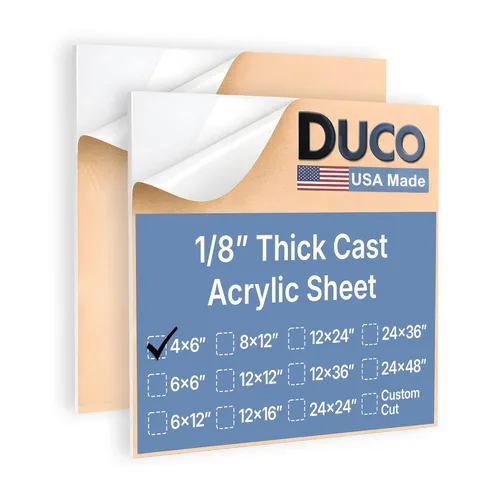 Miniatura 57 de Duco - Hoja de acrílico fundido transparente hecha en Estados Unidos, 1/8 de pulgada de grosor, 12 x 12 pulgadas, 1 paquete de láminas de plexiglás