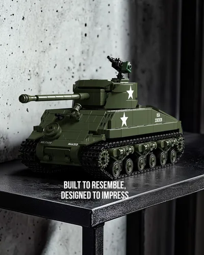 Miniatura 2 de Nifeliz Sherman - Juego de construcción de tanques militares para adultos, juguete coleccionable de modelo militar de la Segunda Guerra Mundial