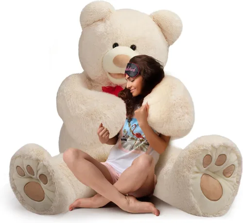Miniatura 4 de HollyHOME Oso de peluche gigante de 5 pies con huellas grandes, regalo de San Valentín, 5 pies, color beige