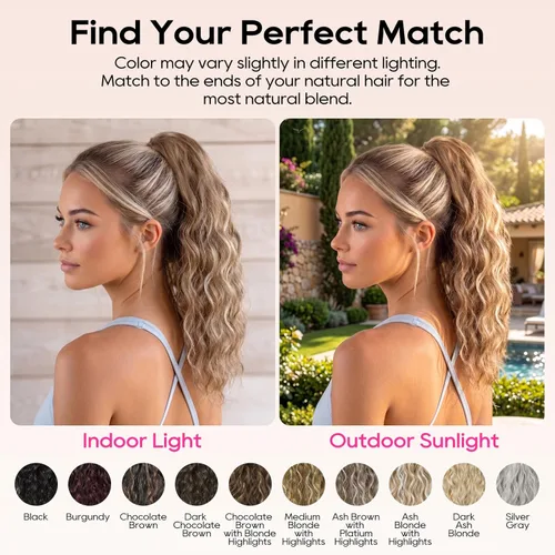Miniatura 8 de REECHO Extensión de cola de caballo, extensión de cola de caballo de 18 pulgadas con clip de garra para mujer, extensiones de cabello largo, rizado