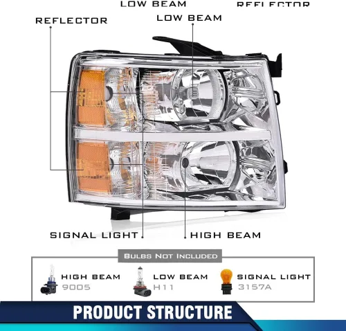 Miniatura 4 de PIT66 Conjunto de faros laterales izquierdos, compatible con Chevy Silverado 1500 2007-2013, Silverado 2500 3500 2007-2014 y HD Lente transparente