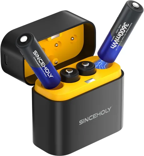 Miniatura 8 de SINCEHOLY Paquete de 8 baterías recargables AA de litio con cargador rápido, baterías dobles de 1.5 V 3000 mWh, más de 1600 tiempos de ciclo