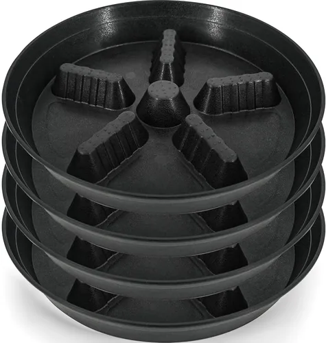 Miniatura 15 de Paquete de 4 platillos para plantas de 8 pulgadas, 10, 12, 14, 17 pulgadas, soporte para plantas de plástico para interiores y exteriores, bandejas