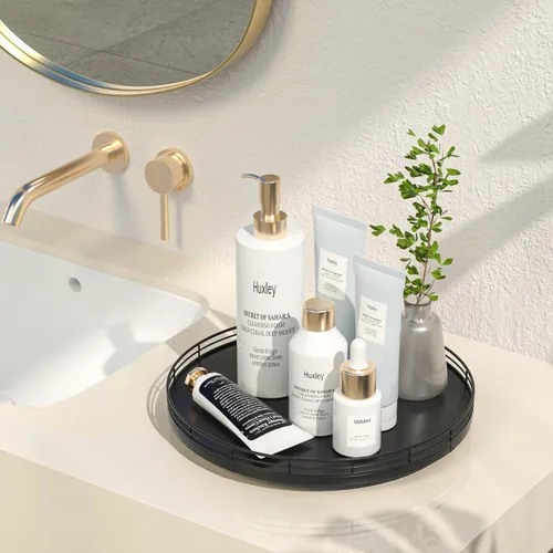 Miniatura 2 de Bandeja de baño de madera de roble de 12 pulgadas para mostrador, bandeja de tocador para perfume, loción, velas, maquillaje, joyería, fregadero