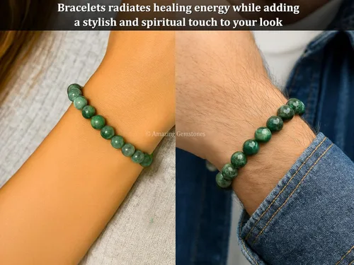 Miniatura 380 de Amazing Gemstone Pulsera de cristal para mujeres y hombres, pulsera de cristal curativo de protección, pulsera elástica con cuentas de piedras