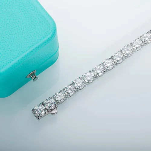 Miniatura 15 de AnuClub 11.1CT-32CT Moissanite Tennis Bracelet 925 Sterling Silver Round Cut 4MM/6.5MM D Color VVS1 Moissanites Classic Bracelets for Women Men