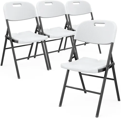 Miniatura 11 de VINGLI Sillas plegables, silla plegable resistente, asiento portátil de plástico HDPE con marco de acero para interiores y exteriores, comedor