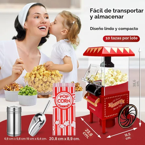 Miniatura 5 de Máquina de palomitas de maíz, kit de máquina de palomitas de maíz de aire caliente, caja de regalo, máquina portátil para hacer palomitas de maíz