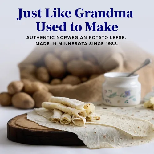 Miniatura 2 de Norsland Auténtico pan plano noruego de papa Lefse – 3 paquetes (8 onzas cada uno, 6 piezas en total) Sin conservantes Perfecto para días
