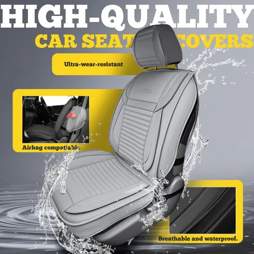 Miniatura 6 de LINGVIDO Fundas de asiento de automóvil, transpirables e impermeables, de piel sintética, fundas para asiento de automóvil, SUV, camioneta, sedán