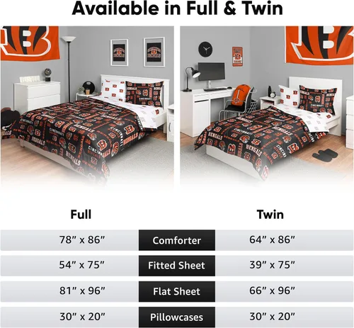 Miniatura 5 de FOCO Juego de ropa de cama unisex para adultos con logotipo del equipo de la NFL, sábanas y fundas de almohada, juego de ropa de cama de 5 piezas
