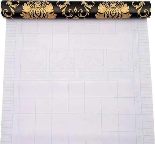 Miniatura 5 de Revestimiento de gabinete de damasco café, papel autoadhesivo para cajones, color negro, fácil de instalar, rehacer encimeras de almacenamiento, 118