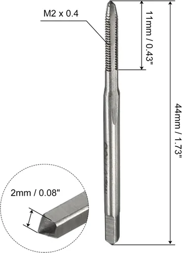 Miniatura 2 de uxcell 4 unids roscas métricas M2 x 0.4 H2 de acero de alta velocidad flautas rectas máquina roscado roscado herramientas de reparación