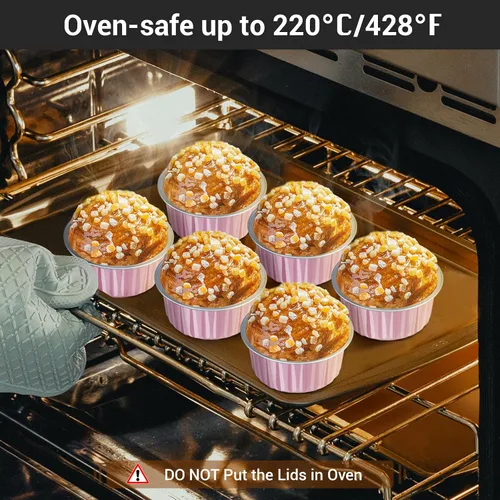 Miniatura 5 de EUSOAR Forros para cupcakes para hornear, 50 forros para magdalenas de 5 onzas, moldes de papel de aluminio desechables, recipientes de postre, 5