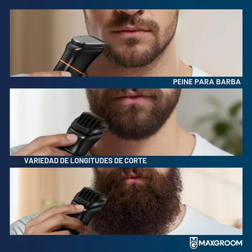 Miniatura 2 de MAXGROOM - Cortadora de barba 6 en 1 para hombres, afeitadora eléctrica inalámbrica impermeable, kit de aseo para bigote, cabello, cara, nariz