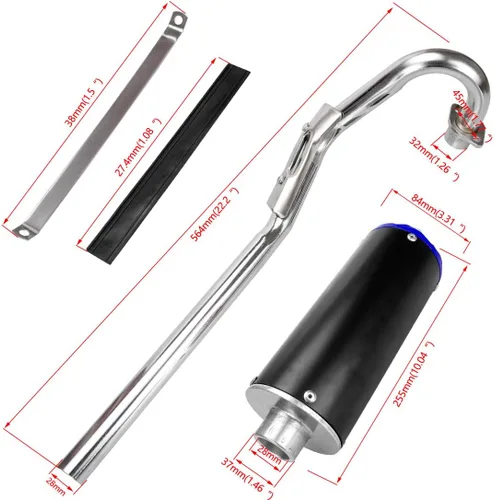 Miniatura 6 de FVRITO Kit de montaje de tubo silenciador de escape de alto rendimiento para CRF50 XR50 70cc 110cc 125cc Taotao DB14 DB10 SSR SR110 Rocketa xpro Azul