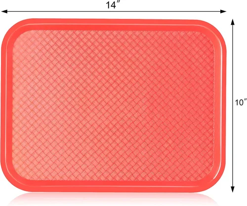 Miniatura 2 de New Star Foodservice Bandeja de comida rápida, juego de 12 (rojo, 10 x 14 pulgadas)