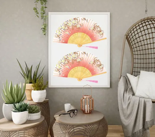 Miniatura 4 de Abanico plegable de bolsillo de Amajiji, hecho a mano, de seda, de 8.27′, elegante y moderno Rosa