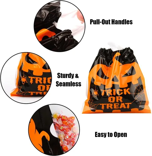Miniatura 4 de CCINEE 48 bolsas de golosinas de Halloween con cordón, bolsas de dulces para regalo de fiesta de Halloween