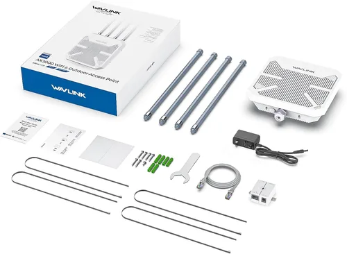 Miniatura 9 de WAVLINK AX3000 Extensor WiFi 6 para exteriores de largo alcance, punto de acceso inalámbrico para exteriores, PoE activo, antenas 4x8dBi, funciona