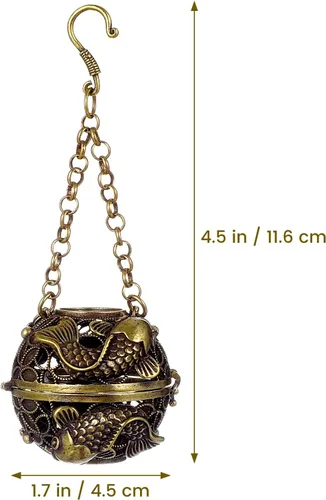 Miniatura 4 de Yardwe Colgante de bola de aromaterapia colgante de latón incensario aroma colgante árabe quemador de incienso de carbón quemador de incienso fuente