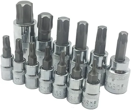 Miniatura 8 de Mainpoint Star Torx - Juego de llaves de vaso (13 piezas, T8 - T70 CRV, 1/2", 3/8", 1/4")